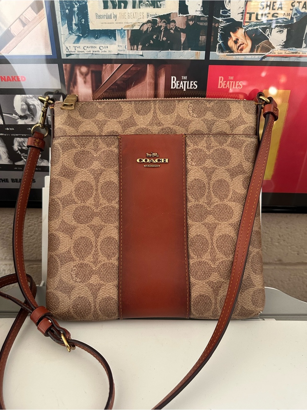 Coach Signature Kitt Messenger Crossbody Bag in Tan Rust w/ COA - Picture 1 of 14
